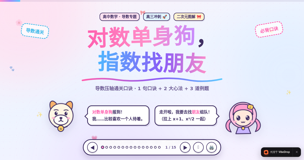 Preview of 对数单身狗，指数找朋友 · 二次元导数课件