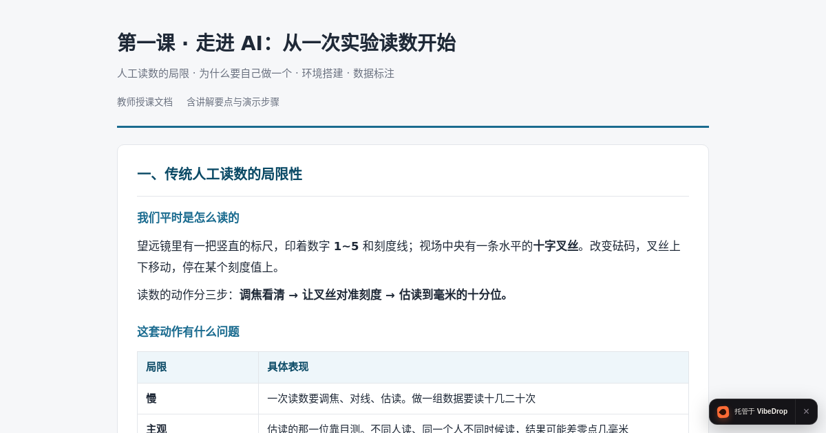 Preview of 第一课 · 走进 AI：从一次实验读数开始